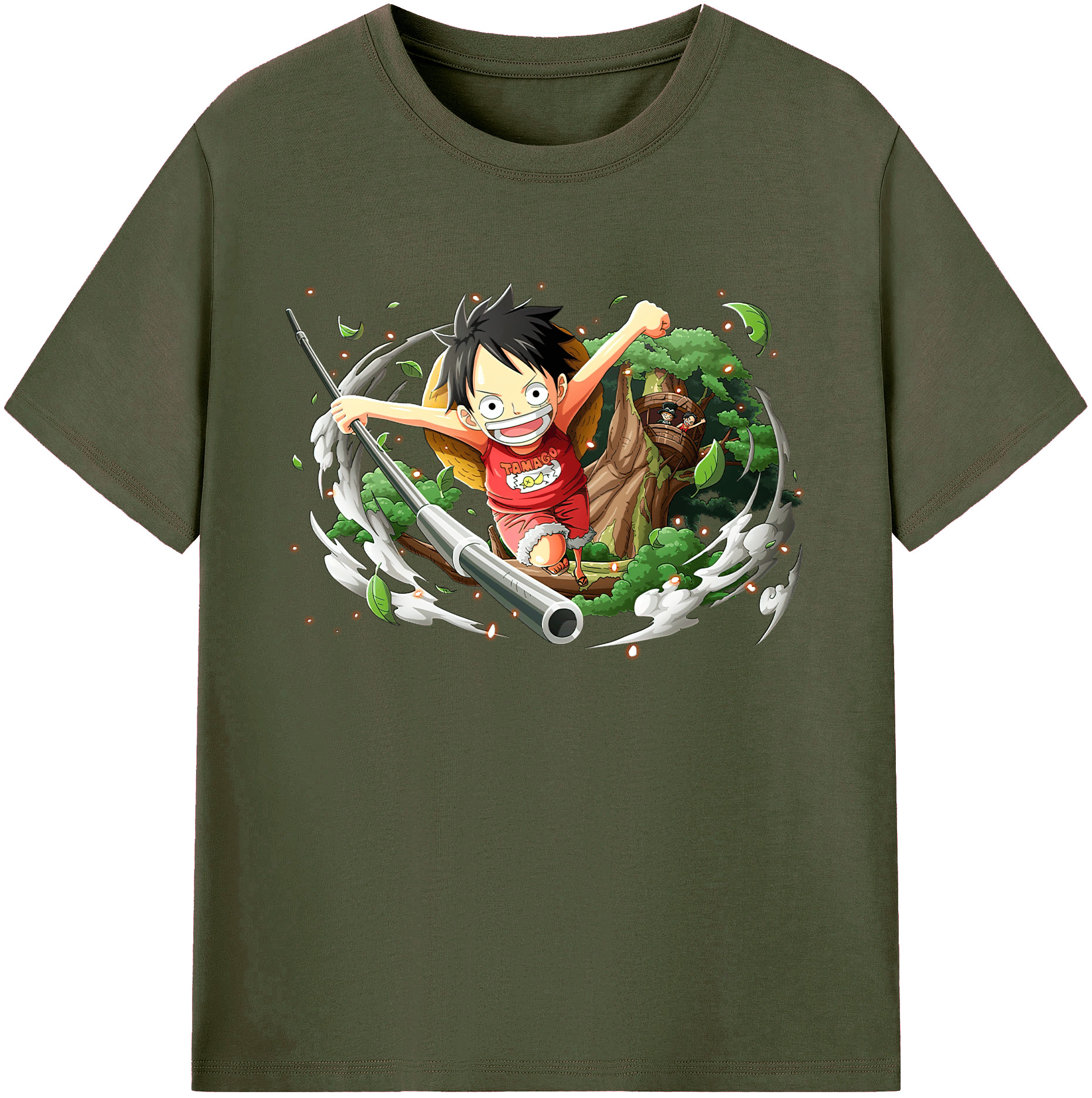 ワンピース モンキー・D・ルフィ ONE PIECE Monkey D. Luffy 綿100％ メンズ半袖Tシャツ｜肌触りやわらか＆通気性